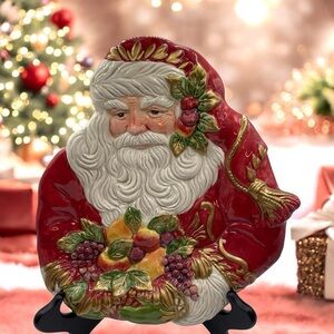 Fitz and Floyd Vintage Santa Christmas Cookie Serving Plate Renaissance …